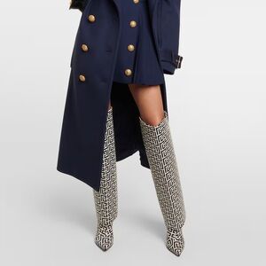 Balmain Black and White Heeled Boots